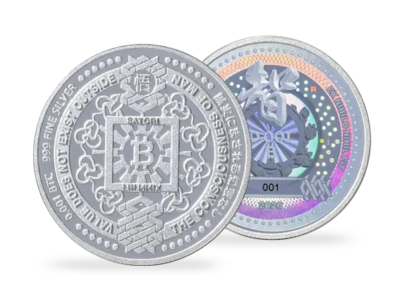 Front and back of the Satori Coin Chi Silver model